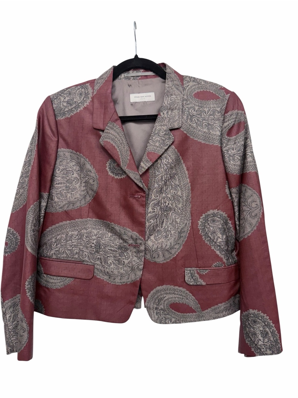 Dries Van Noten Burgundy Bandanna Paisley Tailored Blazer size 42 like new